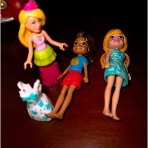 6 pc Polly pocket dolls and accessories lot